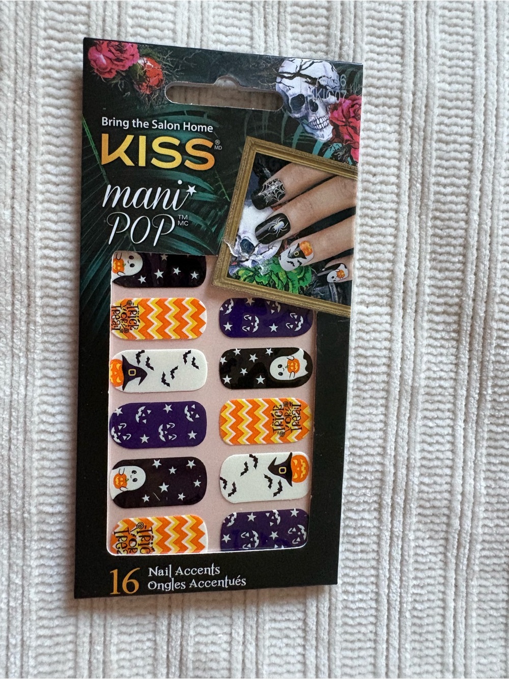 Kiss Mani Pop Halloween Nail Strips Accents - Purple, Orange, White, Black